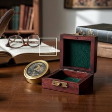 İki Yedi Konsept Kookaburra Kuşu Figürlü Vintage Ahşap Kutulu Pirinç Pusula Denizci Tema Dekoratif Antik Hediye Obje