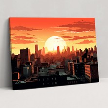 Popcas  Harlem Manzaralı Kanvas Tablo - Harlem Günbatımı