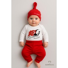 Babyden's Atatürk Baskılı 3’lü Bebek Takımı %100 Pamuk Uzun Kollu Çıtçıtlı Body Pantolon Şapka Yenidoğan Seti