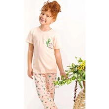 Arnetta Kız Çocuk Kısa Kollu Bisiklet Yaka Kaktüs Desenli Pijama Takım