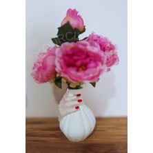 El Figürlü Dekoratif Kuru Çiçek Vazosu – 18 cm (Vazodaki Çiçekler Fiyata Dahil Değildir)