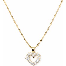 Stainless Stell Altın Renk Zincir Detaylı Midi Kolye