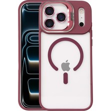 Lowell Home Ieg  Apple iPhone 17 Pro Max Remim Lensli Magsafe Standlı Kapak - Bordo LWLRSHM-76W5