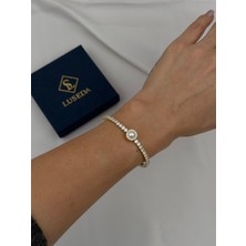 Luseda İnci Detaylı Zirkon Taşlı Ayarlanabilir Vip Bileklik