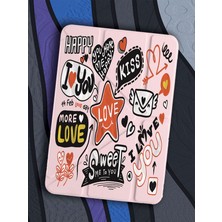 Nurdic iPad Pro 11" (M4) MVV93TU/A Kılıf Uyku Modlu Kalem Bölmeli Desenli Love Sticker