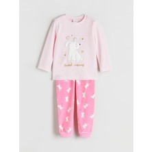 Lc Waikiki Yeni Sezon Bisiklet Yaka Baskılı Kız Çocuk Pijama Takımı