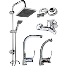 Fulcie Lüx 4’lü Set Robot Duş Seti Banyo Bataryası Köşe Mutfak ve Lavabo Bataryası Musluğu Çeşmesi