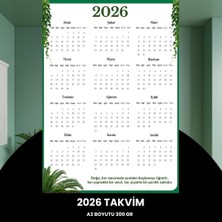 Argesco Mühendislik Takvim 2026 Premium A3 300 gr Dijital Baskı Yeşil Yaprak