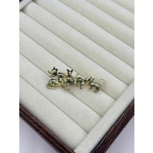 Luseda İthal Gold Renk Kedi Ailesi Broş