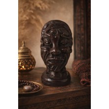 Dekoratif Otantik Büst Heykel – Modern Salon Ofis Masa Üstü Biblo – Vintage Ahşap Görünümlü Dekor (14,5 Cm) Reçine