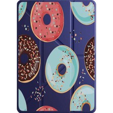 Nurdic Galaxy Tab S9 Fe+ Plus 12.4 Kılıf Uyku Modlu Kalem Bölmeli Desenli Donut