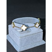 Beyaz Mineli Yonca Bileklik