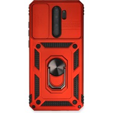 Lowell Home Ieg  Xiaomi Redmi Note 8 Pro Kılıf Pars Lens Yüzüklü Silikon - Kırmızı LWLRSHM-76W5