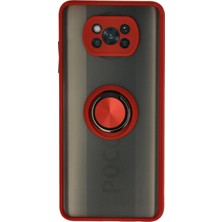 Lowell Home Ieg  Xiaomi Pocophone X3 Kılıf Montreal Yüzüklü Silikon Kapak - Kırmızı LWLRSHM-76W5