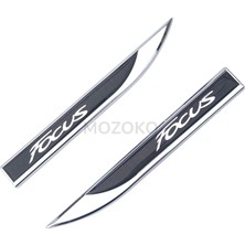 Mozoko Yüksek Kaliteli Focus Logolu 3D Metal Krom Çamurluk Üstü Yan Amblem Seti – 2 Adet