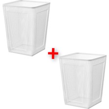 IKEA Quality 2 Adet Metal Çöp Kutusu Yükseklik 35 cm 2'li Set Ofis Çöp Kovası Beyaz Renk Kova