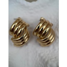 Luseda Gold Renk Bombeli Sarmal Küpe