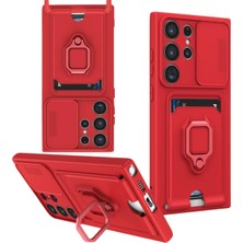 Lowell Home Ieg  Samsung Galaxy S25 Ultra Kılıf Zuma Kartvizitli Yüzüklü Silikon - Kırmızı LWLRSHM-76W5