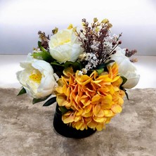 Sedosh Home Vision Sarı Ortanca ve Şakayık Yapay Çiçek Aranjmanı 30X25X25CM