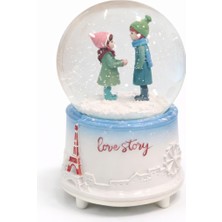 Zeflazerhediyelik Kişiye Özel Şapkalı Çift Figürlü Kar Küresi (Büyük Boy)