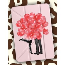 Nurdic iPad Pro 6.nesil 12,9" M2 Çipli 2022 Kılıf Uyku Modlu Kalem Bölmeli Desenli Sevgilimm