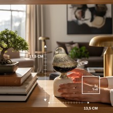 İki Yedi Konsept Gracchi 772 Mermer Kaideli Üfleme Cam Kuş Figürü Lüks Dekoratif Obje Vıp Ev Ofis Masa Aksesuarı Şık