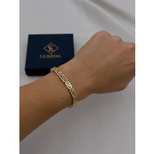 Luseda VIP Grek Motifli İnce 17+2 CM Ayarlanabilir Gold Bileklik