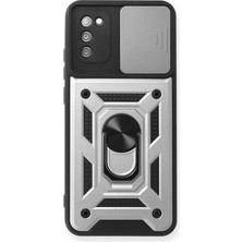 Lowell Home Ieg  Samsung Galaxy A03S Kılıf Pars Lens Yüzüklü Silikon - Gümüş LWLRSHM-76W5