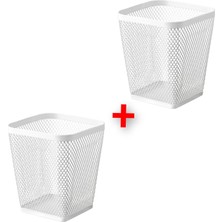 IKEA Quality 2 Adet Masa Üstü Metal Kalemlik Yükseklik: 11 cm 2'li Set Ofis Kalemliği Çekil Kalemlik Beyaz Renk