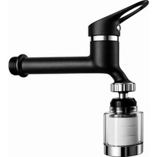 360 Derece Hareketli Başlıklı Filtreli Siyah Uzun Musluk Aç Kapa Musluk