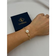 Luseda VIP İnci Taşlı Zarif Gold Ayarlabilir Bileklik