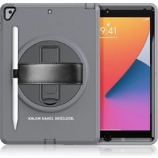 Lowell Home Ieg  iPad 10.2 (7.nesil) Kılıf Hand Strap Tablet Kılıfı - Gri LWLRSHM-76W5