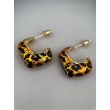 Luseda Mineli Leopar Desenli Küpe