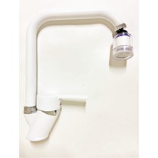 Fulcie Armatür Beyaz Krom Kireç Önleyici Tasarruflu Başlıklı Köşe Borulu Mutfak Eviye Musluğu