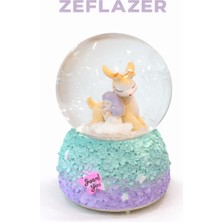 Zeflazerhediyelik Kişiye Özel Evimli Geyik Ailesi Kar Küresi – Pastel Renkli Biblo (Orta Boy)