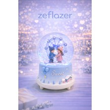 Zeflazerhediyelik Kişiye Özel Sevimli Çift Kar Küresi | Dönme Dolap Figürlü (Büyük Boy)