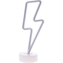 By Nevser® Dekoratif Şimşek Şeklinde Pilli Neon LED Lamba Süs Masa Lambası