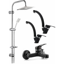 Fulcie Robot Duş Seti Mix Takım Evye-Lavabo-Banyo Bataryası 4 Lü Kuğ Set