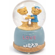 Zeflazerhediyelik Kişiye Özel Romantik Çift Ayıcık Kar Küresi – Sevgiliye Dekoratif Hediyelik (Büyük Boy)