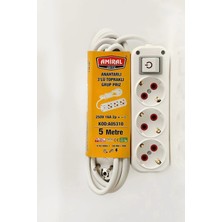 Lowell Home Amiral 3' Lü Topraklı Anahtarlı 5 Metre Kablolu Grup Priz LWLHM-RSYT367