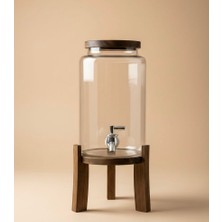Bienca Ahşap Akasya Standlı 5 Lt Musluklu Cam İçecek Sebili – Borosilikat Cam Limonata Dispenseri