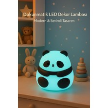 Kesene Dekoratif Aydınlatma Sevimli Panda Silikon Renk Değiştiren LED Usbli Çocuk Odası Gece Masa Lambası