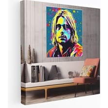 Popcas  Kurt Cobain Pop Art Ilhamlı Kanvas Tablo - Canlı Portre Duvar Sanatı