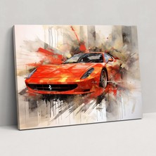 Popcas  Ferrari Kanvas Tablo - Ferrari Karışık Medya Sanat Eseri Duvar Dekorasyonu