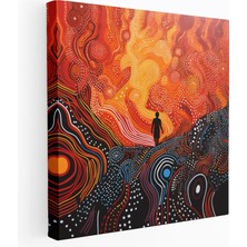 Popcas  Aborjin Kanvas Tablo Güç ve Dayanıklılık Dinamik Fırça Darbeleri Cesur Renkler