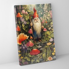 Popcas  Cüce Duvar Sanatı - Vintage Retro Illüstrasyon - Cüce Kanvas Tablo Bahçecilik Duvar Sanatı