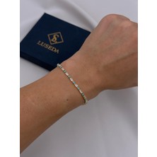 Luseda VIP Turkuaz & Baget Taş Detaylı 16+2 CM Ayarlanabilir Gold Bileklik