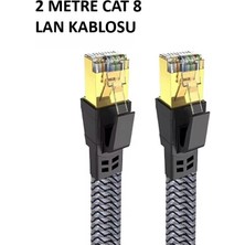 Lowell Home Cat 8 Lan Kablosu –ethernet Kablosu Örgü Kaplama, Yüksek Hızlı (2 Metre) LWLHM-RSYT367