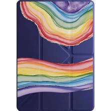 Nurdic Lenovo Tab TB-311FU Kılıf Uyku Modlu Kalem Bölmeli Desenli Rainbow