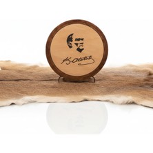 Taşhan Çarşı K. Atatürk Imzalı Masa Süsü - 22X22 cm El Yapımı Hakiki Deri Masa Tablosu - Özel Ayaklı